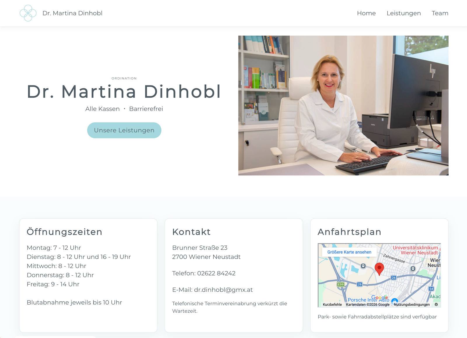 Website für Dr. Martina Dinhobl — Ordination in Wiener Neustadt, designed by franzdesign