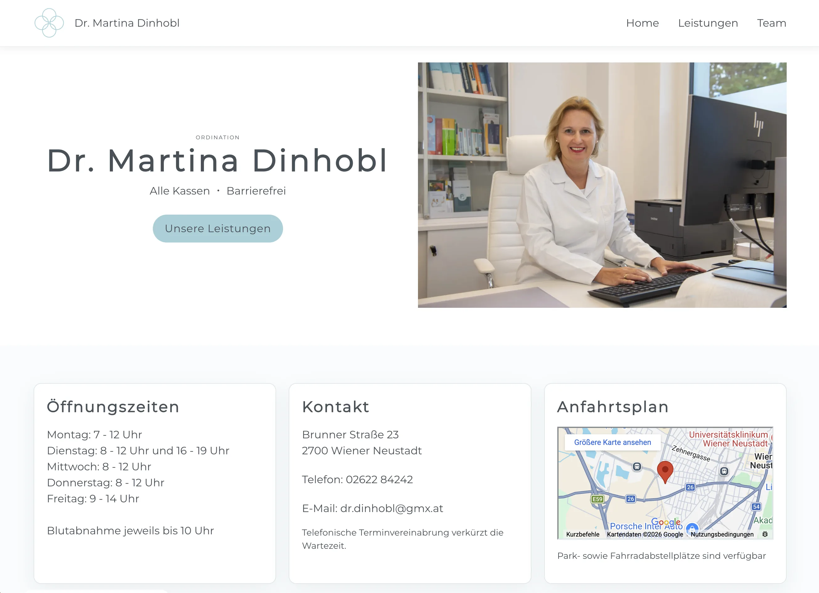 Website für Dr. Martina Dinhobl — Ordination in Wiener Neustadt, designed by franzdesign