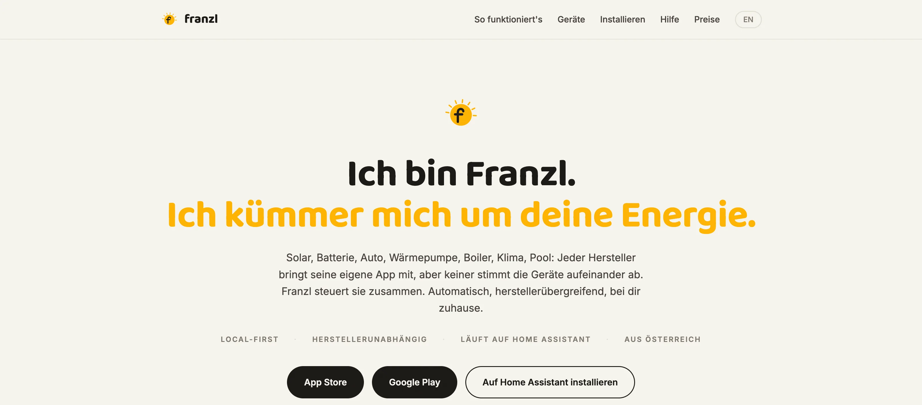 franzl — Energie-Butler-App für Solar, Auto und Wärme, entwickelt von franzdesign